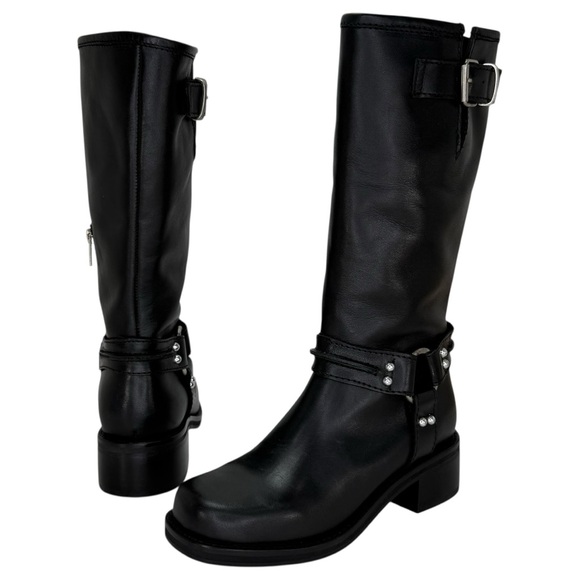 Steve Madden Black Moto Boots with Buckle Detail - Picture 8 of 13